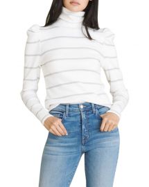 Veronica Beard Jeans Cedar Metallic Striped Turtleneck Top at Neiman Marcus